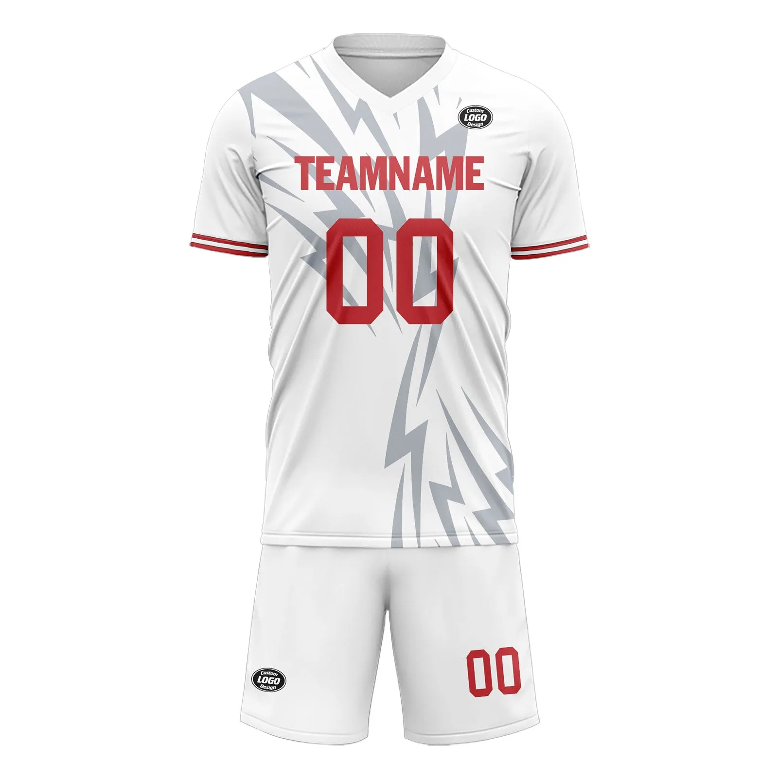 Holiday Gifts,Custom White Gray Soccer Sets Jersey Personalized SCJ101-D28038
